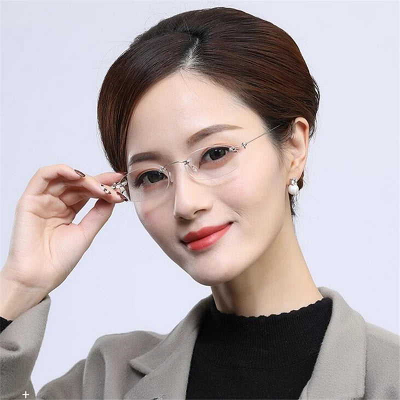 Frameless Nearsighted Glasses Finished Women Men Metal Leg Rimless Square Diopter Eyeglasses -1.0 -1.5 -2.0 -2.5 -3.0 -3.5 -4.0