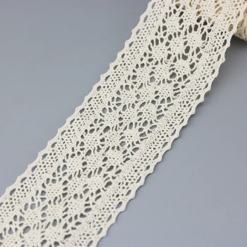 (5Meter/roll) White Cotton Embroidered Lace Net Ribbons Fabric Trim DIY Sewing Handmade Craft Materials