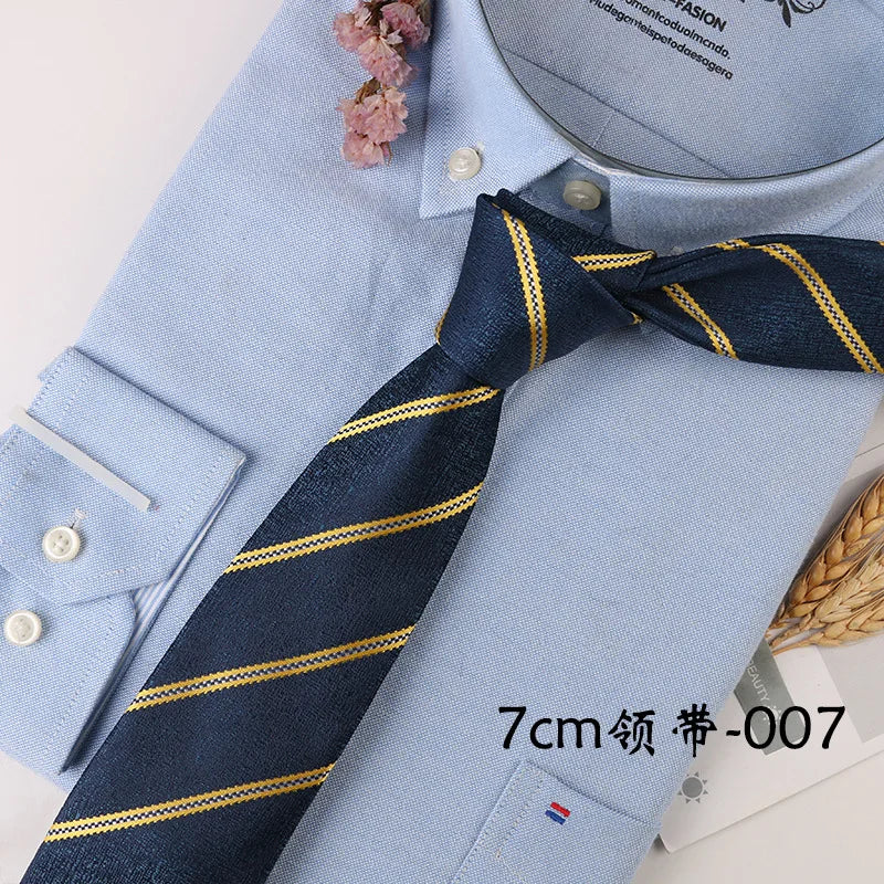 Corbata Hombre corbata 7cm cravates pour hommes de luxe rayures bleues cravate affaires Corbatas Para Hombre Mariage cadeau chemise accessoires