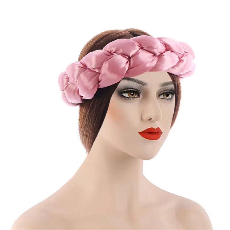 Exaggerated Big Braid Head Band African Raw Silk Turban Cap for Women Lady Nigeria Wedding Party Headpiece Female Headband Mujer