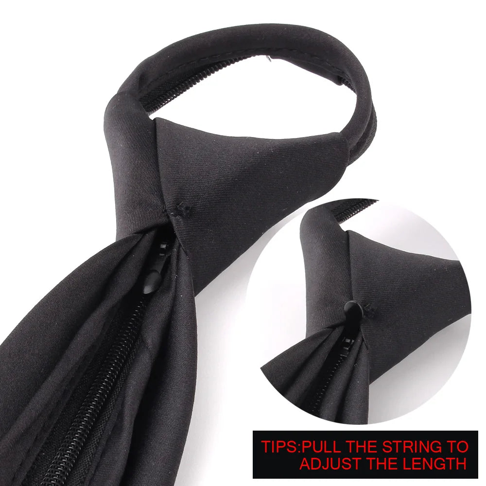 Cravate étroite noire pour hommes et femmes, cravate en polyester à fermeture éclair, cravate classique pour mariage, cravate fine pour hommes d'affaires