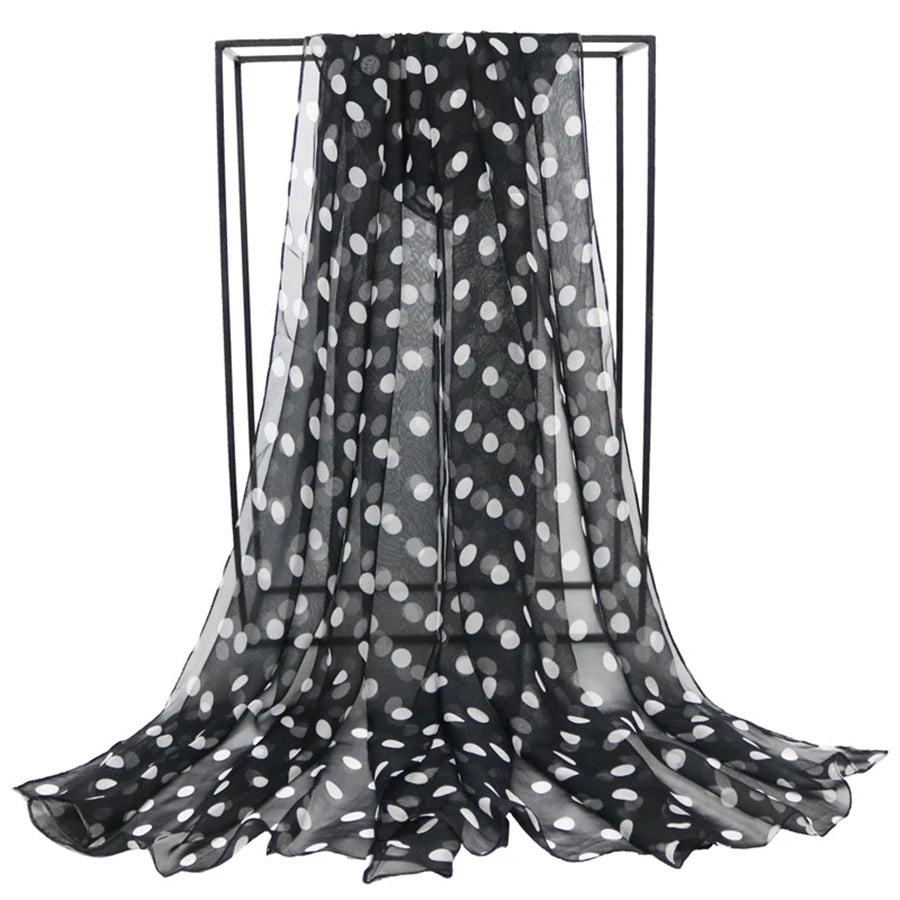 Speelk – Foulard en soie georgette à pois pour femme, flambant neuf, à la mode, longs châles d'extérieur, vente en gros