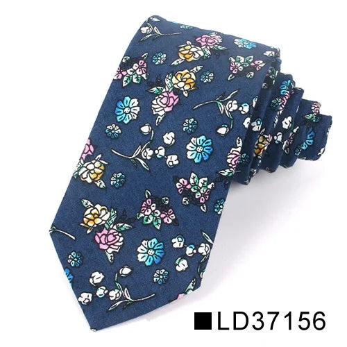 Nouvelle cravate florale pour hommes et femmes, cravate fine en coton pour mariage, cravates décontractées pour hommes, costumes classiques, cravates à imprimé floral