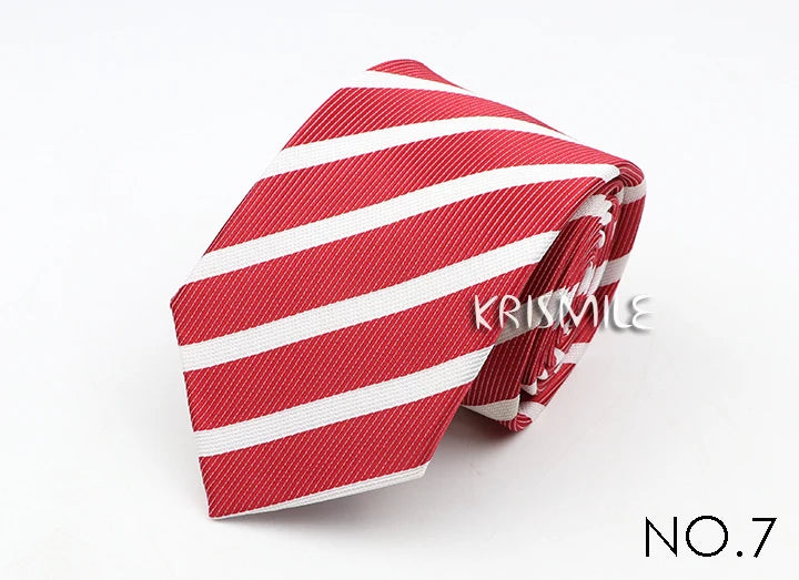 Nouvelle cravate classique à rayures et pois pour homme, jacquard, 7 cm, en polyester, étroite, slim, pour mariage, marié, affaires, costume, chemise, cadeau