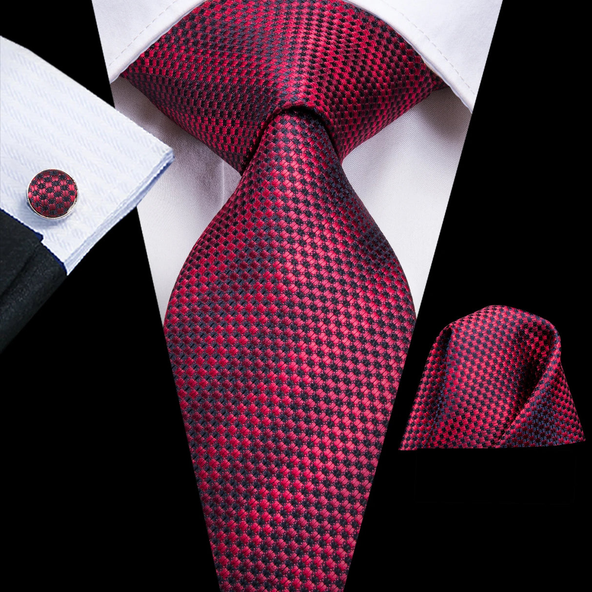 Hi-Tie Coffret cadeau cravate homme vin rouge bordeaux cachemire soie mariage cravate pour homme design tendance qualité mouchoir boutons de manchette livraison directe