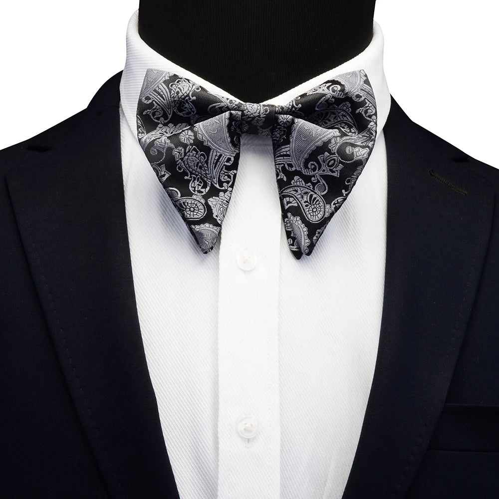 GUSLESON Ensemble de boutons de manchette et pochette pour homme, motif cachemire, bleu, rouge et jaune, avec boîte cadeau, cravate de mariage en soie pour homme