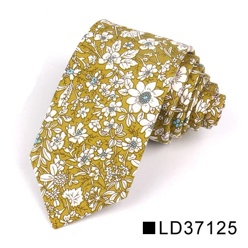 Nouvelle cravate florale pour hommes et femmes, cravate fine en coton pour mariage, cravates décontractées pour hommes, costumes classiques, cravates à imprimé floral