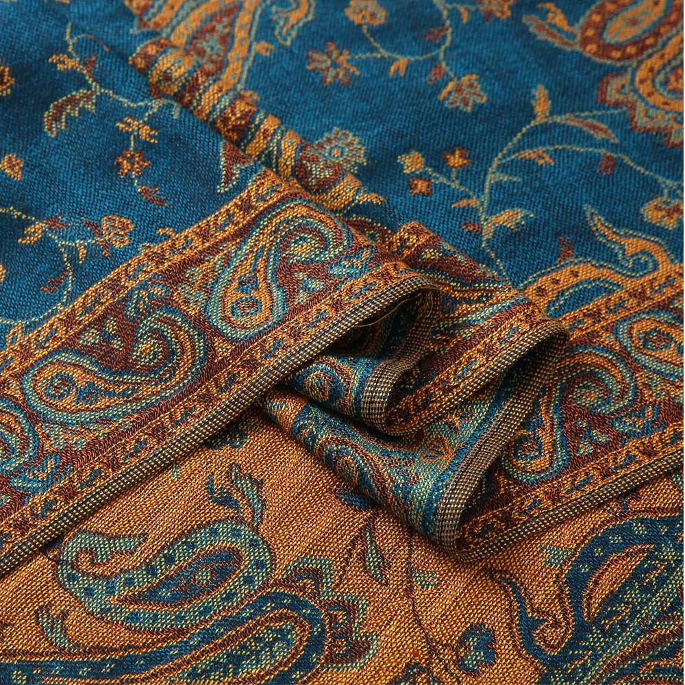 Pashmina Seidenschal Schal Wickel Paisley Jacquard Blumen Bordüren Rave 2 Lagen Wendbar Klassische Quasten Für Damen 70X180cm 200g