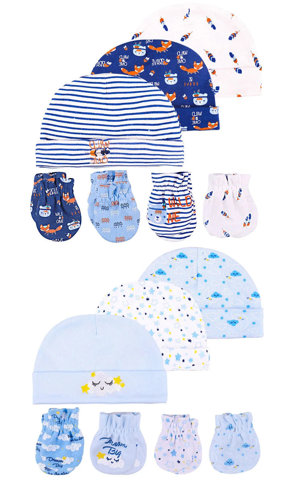 Bonnet et moufles pour nouveau-né, bonnet confortable pour fille et garçon, bonnet et gants en coton pour bébé de 0 à 6 mois