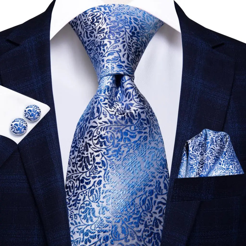Cravate de mariage en soie à motif cachemire orange et argent pour homme, style créateur, avec boutons de manchette, style tendance, pour soirées d'affaires, livraison directe
