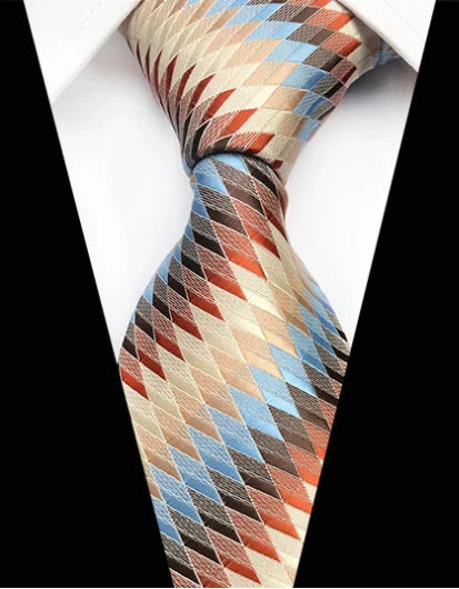 Corbatas de seda tejidas en jacquard con diseño de cachemira a cuadros para hombre, corbatas de 8 cm a rayas para trajes de negocios, bodas y fiestas.