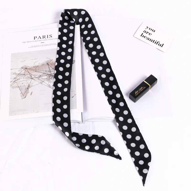 Nouveau petit foulard imprimé floral pour femmes, poignée de sac, rubans, marque, foulard de tête tendance, petits foulards longs et fins, bandeaux en gros