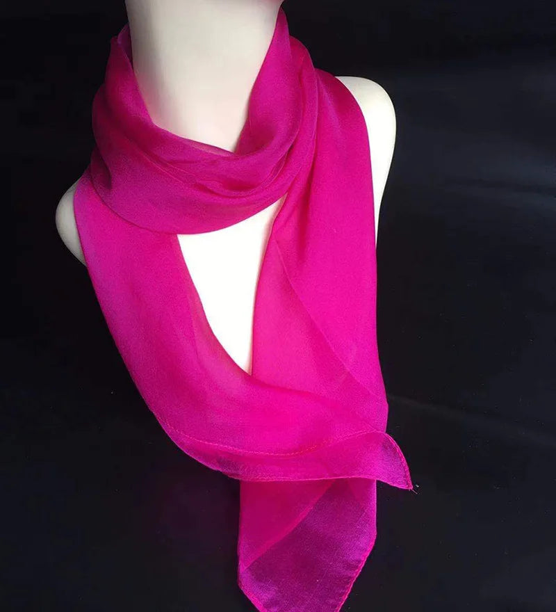 Korean Solid Color Chiffon Square Silk Scarf 70x70CM Summer Sunscreen Thin Transparent Gauze Neck Protection Woman's Shawl P71