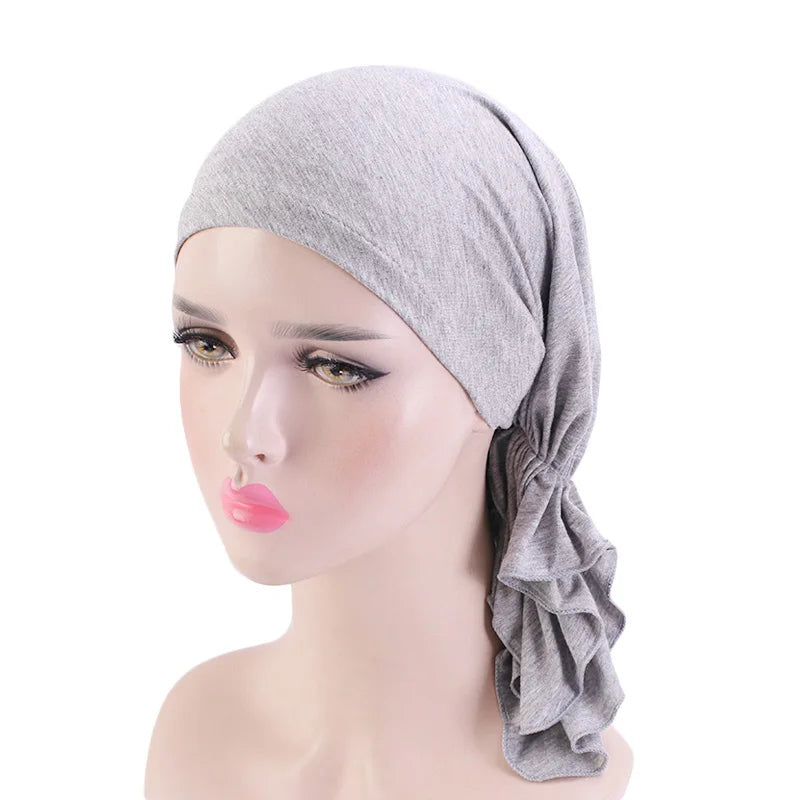 Muslimischer Bambus-Vorgebundener Schal, Chemo-Motorhaube, Kappen, Frauen, Turban-Mütze, Kopfbedeckung, Kopftuch, Wickel, Krebs-Bandanas, Haar-Accessoires
