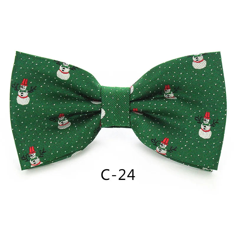JEMYGINS Christmas Bow Ties for Mens Shirt Snowflake Christmas Tree Pattern Men Silk Bow Tie Christmas Party Gift