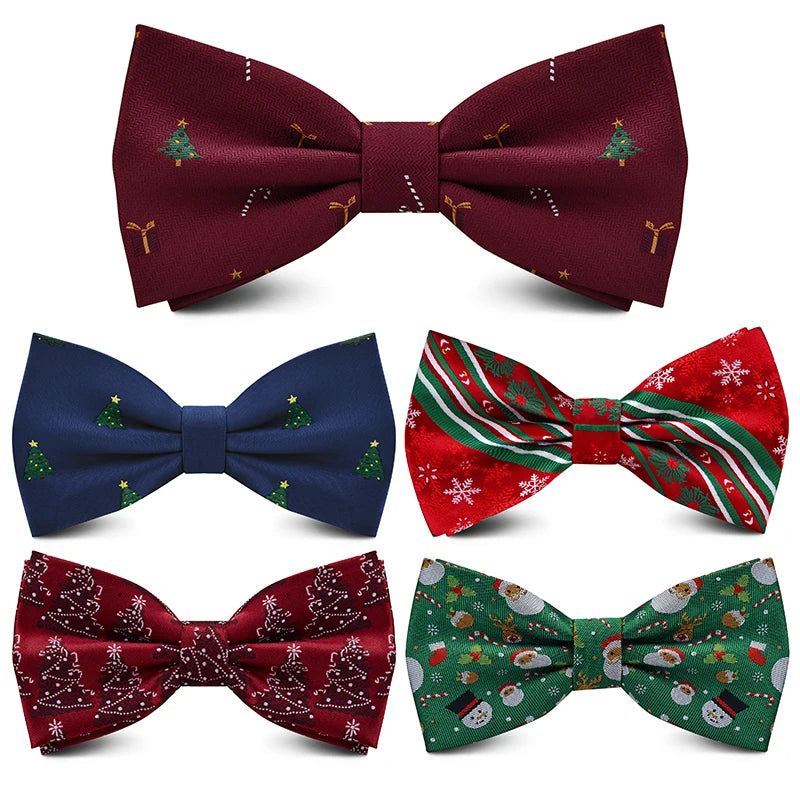 Christmas Bow tie for Men Women Snowmen Christmas Tree Bow knot Pre-tied Adult Silk Jacquard Bowtie Double Fold Cravats Party