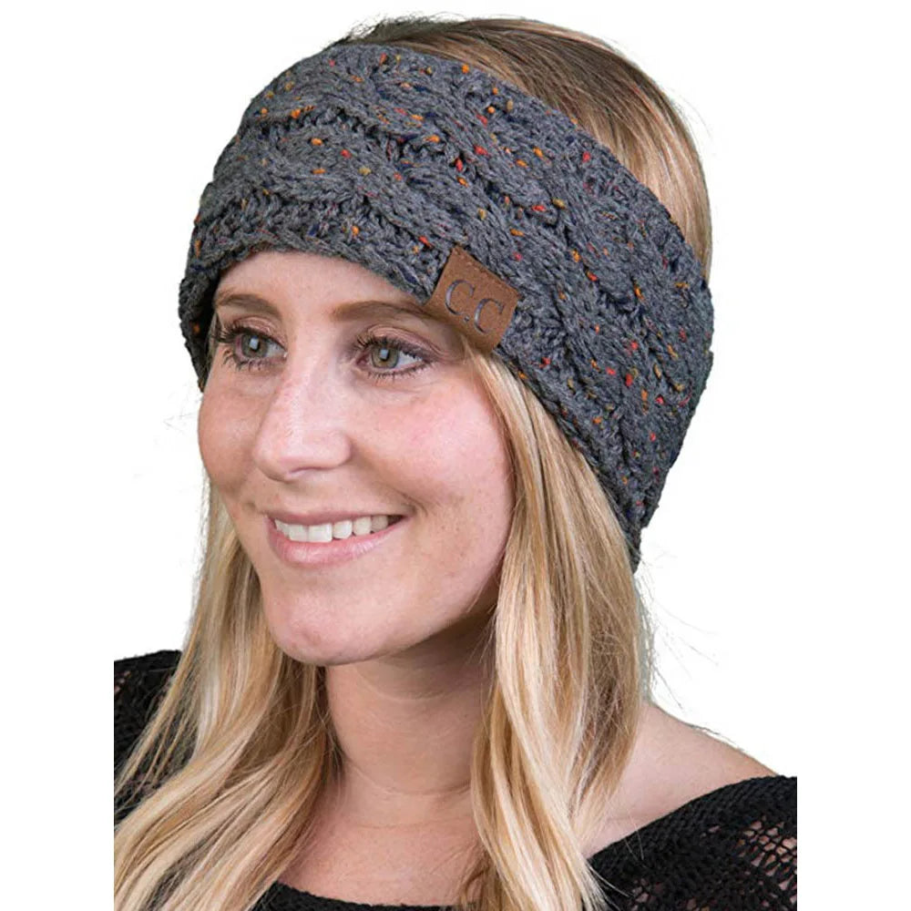 2024 Fashion Bohemia Winter Warm Knitted Headband Hair Accessories Women's CC Wool Wide Hairband Stretch Solid Hairband Headwear
