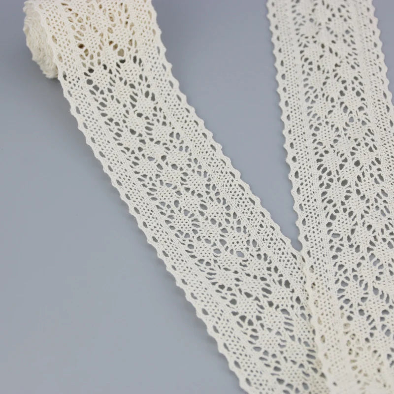 (5Meter/roll) White Cotton Embroidered Lace Net Ribbons Fabric Trim DIY Sewing Handmade Craft Materials