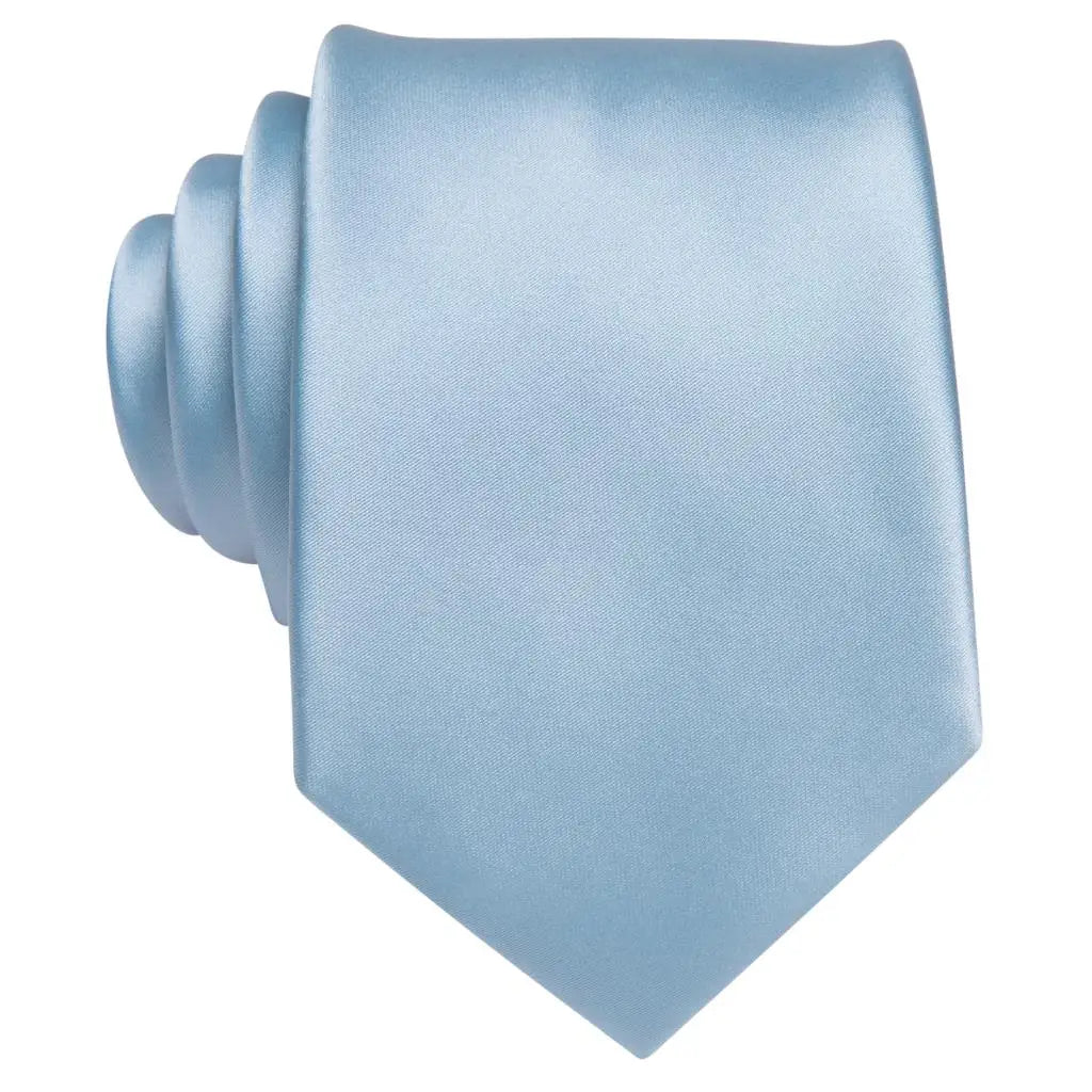 Cravate de mariage en soie unie bleu clair Hi-Tie pour homme, design tendance, boutons de manchette élégants, pour affaires, fête, livraison directe