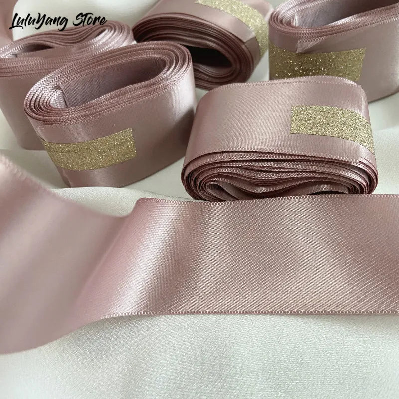 Ruban satin simple face de haute qualité, 25 x 38 mm, 5 mètres, doré, rose, pour décoration de fête, mariage, mariage, cadeau, large