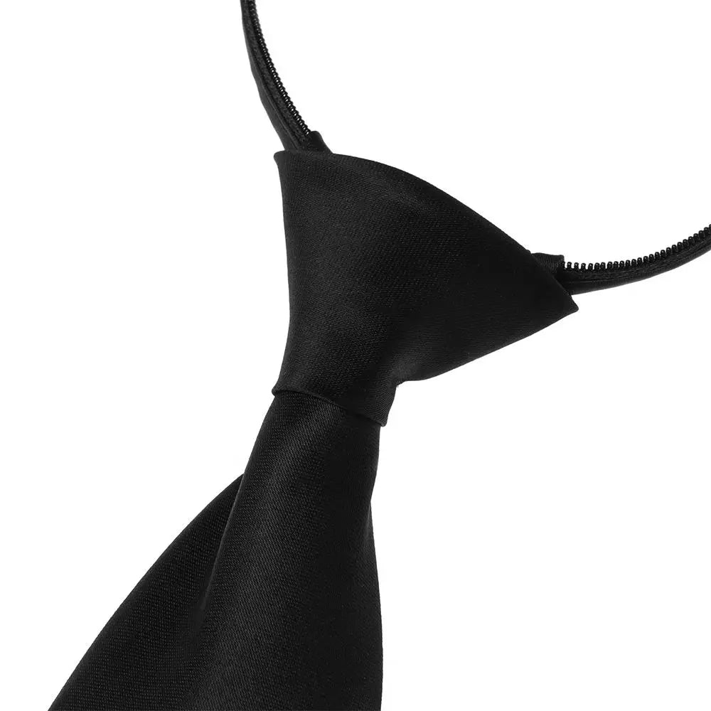 1 cravate rétro noire unie, soyeuse, étroite, fine, lisse, pour femme, fermeture éclair, décontractée, élégante, tendance, unisexe