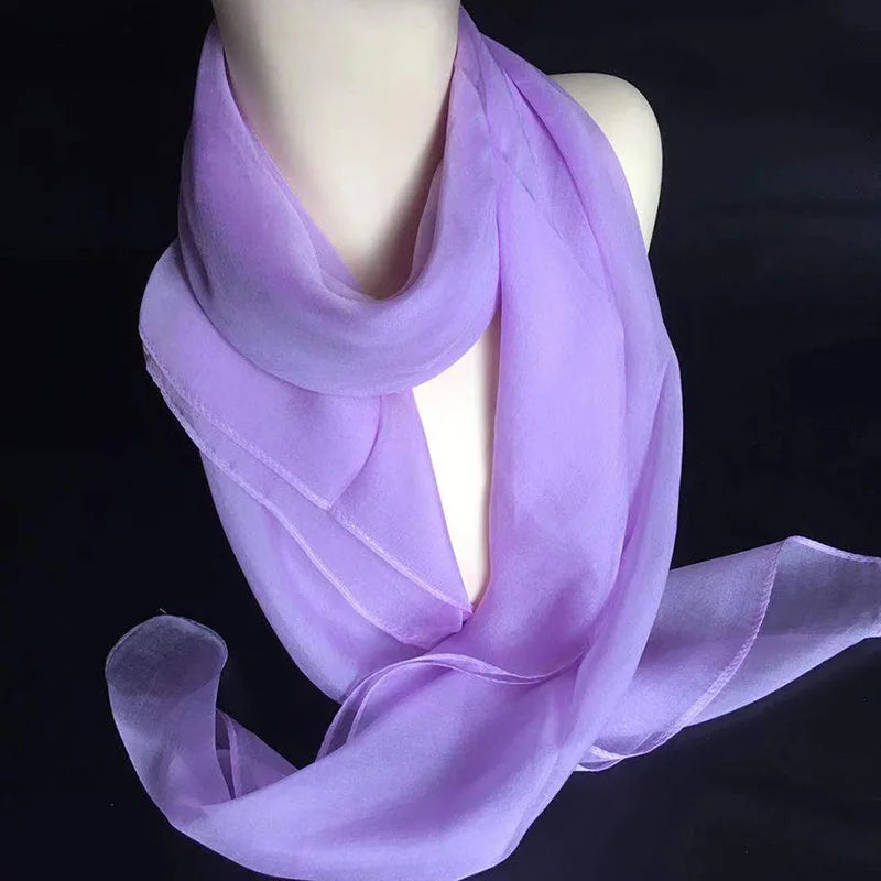 Korean Solid Color Chiffon Square Silk Scarf 70x70CM Summer Sunscreen Thin Transparent Gauze Neck Protection Woman's Shawl P71