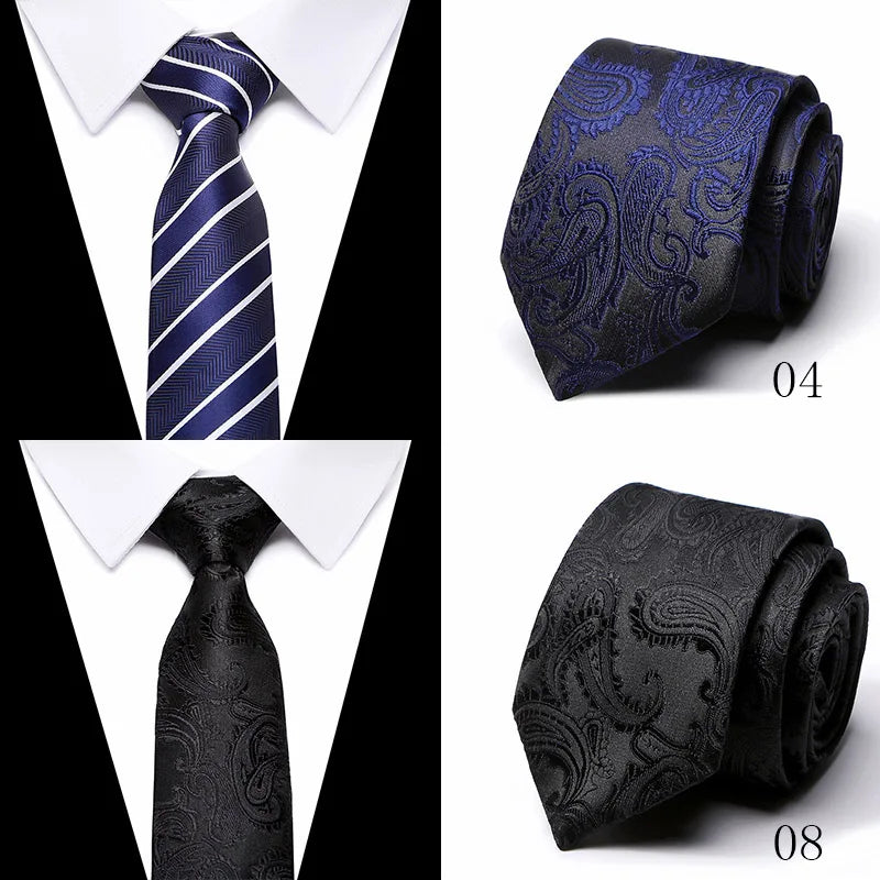 48Colors Classic 7.5cm Tie for Men Silk Tie Luxury Striped Slim Ties for Men Suit Cravat Wedding Party Gravatas
