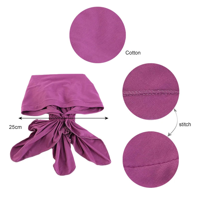 Muslimischer Bambus-Vorgebundener Schal, Chemo-Motorhaube, Kappen, Frauen, Turban-Mütze, Kopfbedeckung, Kopftuch, Wickel, Krebs-Bandanas, Haar-Accessoires