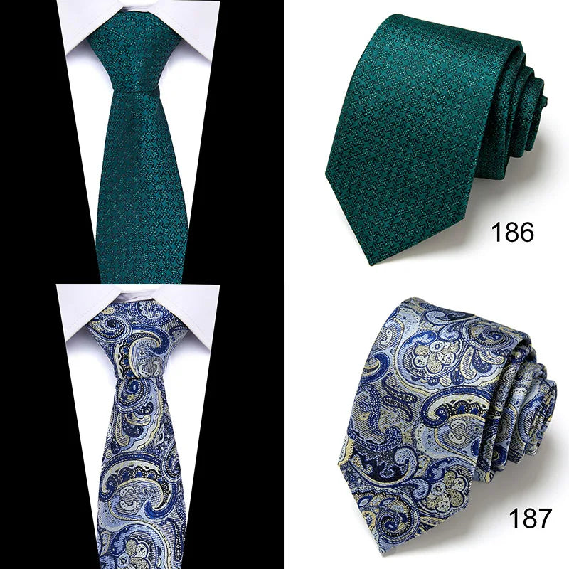 Cravate homme 7,5 cm, style nouveau, bleu, vert et orange, motif cachemire, motif floral, pour mariage, travail