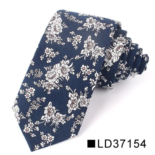 Nouvelle cravate florale pour hommes et femmes, cravate fine en coton pour mariage, cravates décontractées pour hommes, costumes classiques, cravates à imprimé floral