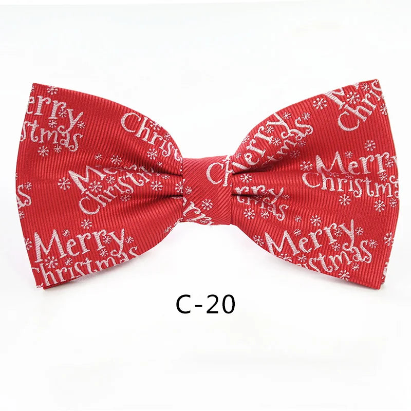 JEMYGINS Christmas Bow Ties for Mens Shirt Snowflake Christmas Tree Pattern Men Silk Bow Tie Christmas Party Gift