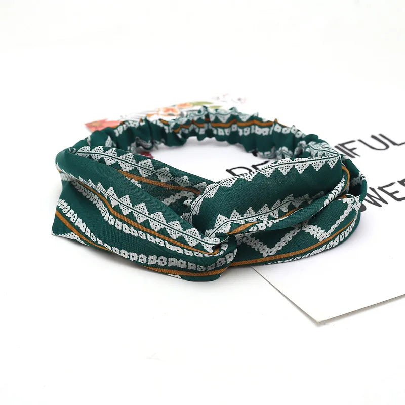 2020 Fashion Bohemian Headband Print Hairbands For Women Girls Vintage Cross Knot Turban Bandanas Headwear Hair Accessories