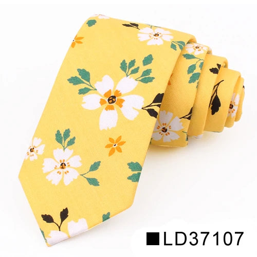 Nouvelle cravate florale pour hommes et femmes, cravate fine en coton pour mariage, cravates décontractées pour hommes, costumes classiques, cravates à imprimé floral