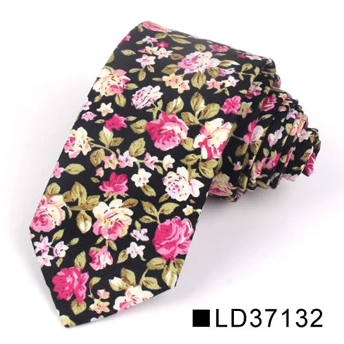 Nouvelle cravate florale pour hommes et femmes, cravate fine en coton pour mariage, cravates décontractées pour hommes, costumes classiques, cravates à imprimé floral