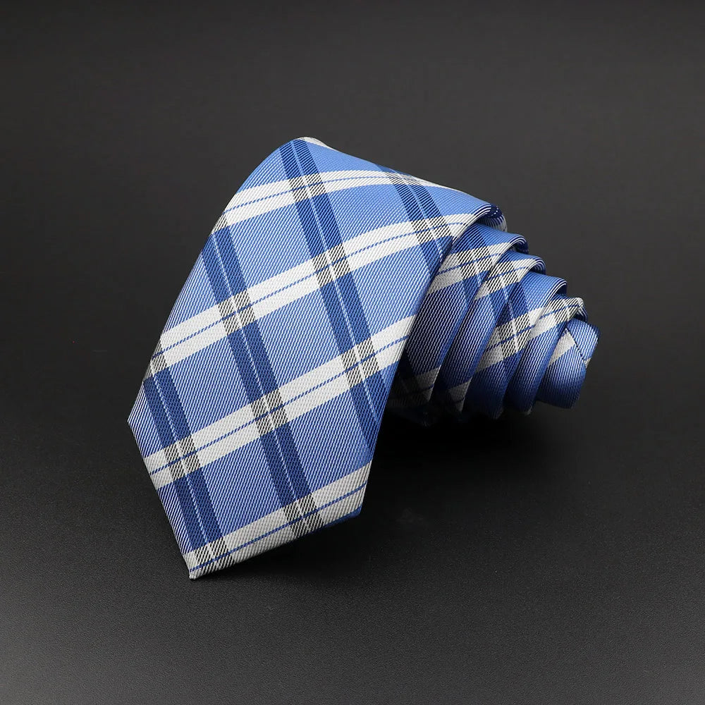 Cravate tissée jacquard pour homme, classique, à carreaux, rayée, en polyester, tendance, pour mariage, affaires, fête, costume, robe, cadeau