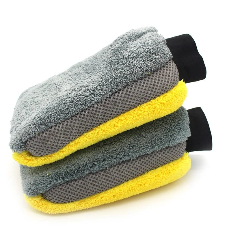 Car Wash Gloves Microfiber Coral fleece Cleaning Wash Tools Thick Wipe Cloth Auto Care Double-faced Glove Cleaning Mitt
