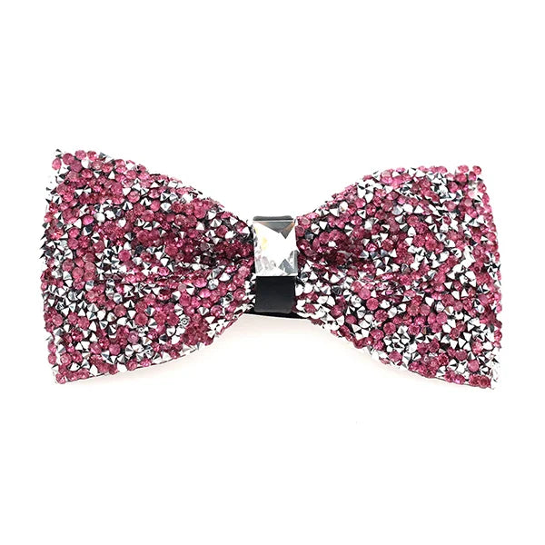 Nœud papillon rose diamant pour homme, nœud papillon strass, accessoire de mariage tendance