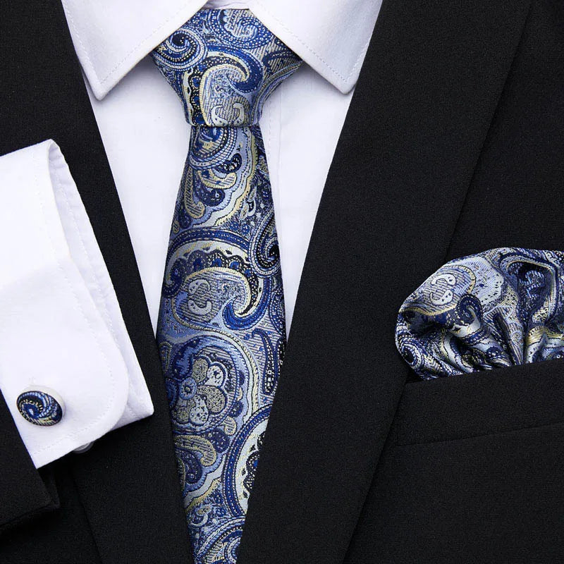 Newest style Green Tie For Men Holiday Present Tie Pocket Squares Set Necktie Striped Wedding Accessories Man