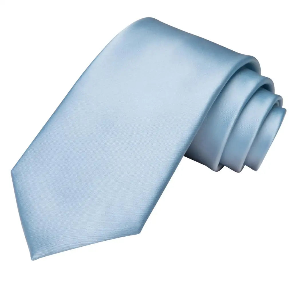 Cravate de mariage en soie unie bleu clair Hi-Tie pour homme, design tendance, boutons de manchette élégants, pour affaires, fête, livraison directe