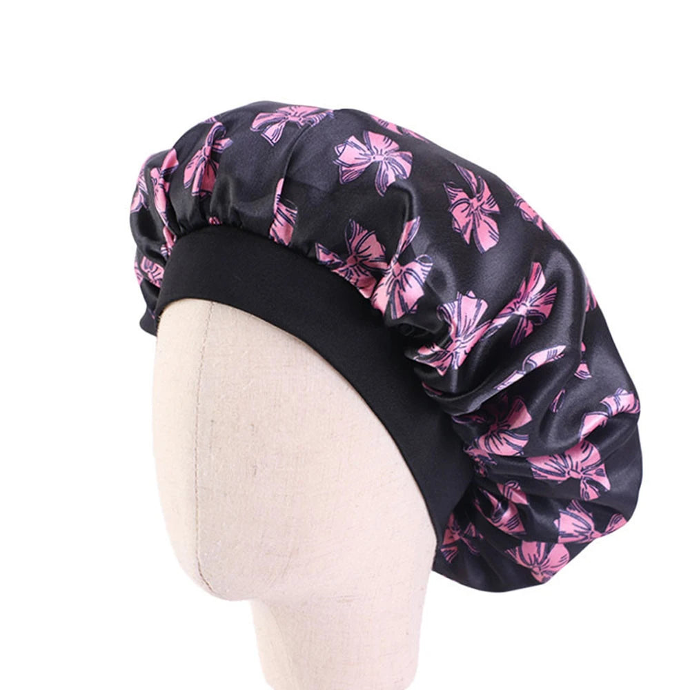 Bonnet de nuit pour enfants et filles, imprimé floral, bonnet de nuit en satin, turban, bonnet de nuit pour enfants, bonnet de soins capillaires, bonnet de nuit