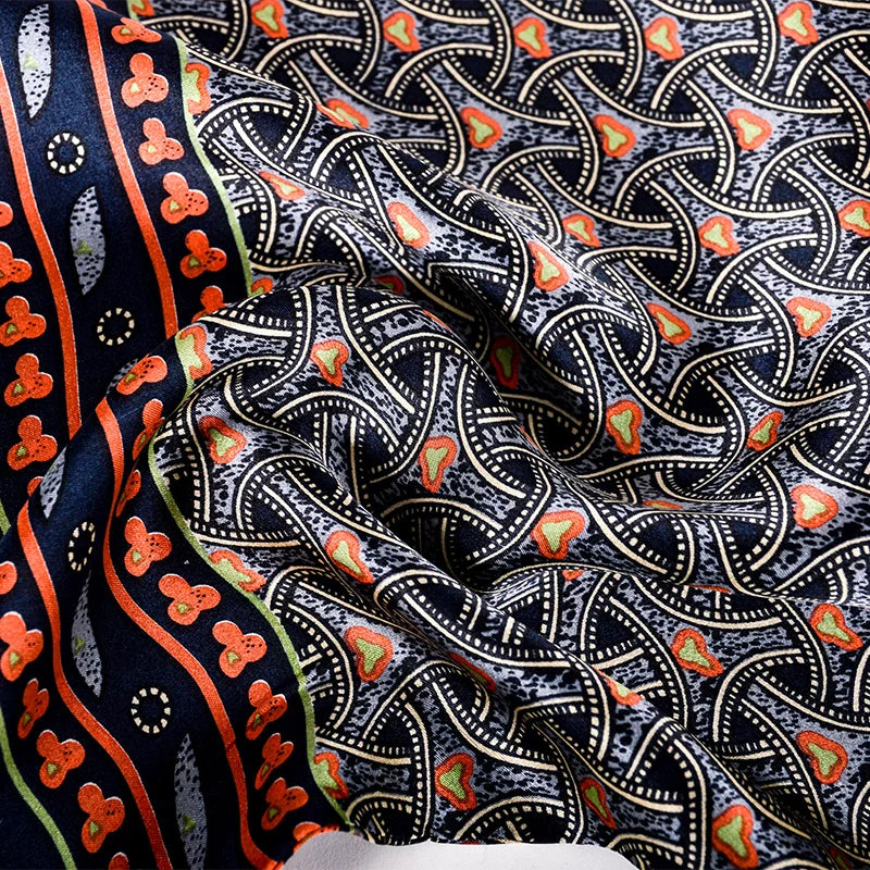 BYSIFA| Bufanda de seda 100% para hombre, color gris plateado, estampada, de marca de moda, larga, para otoño e invierno, 160 x 26 cm