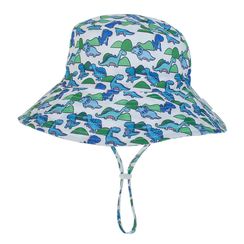 Girls Boys Outdoor Anti UV Beach Cap Summer Baby Sun Hat Swimming Hat Kids Bucket Cap with Adjustable Chin Strap 0-8 Years