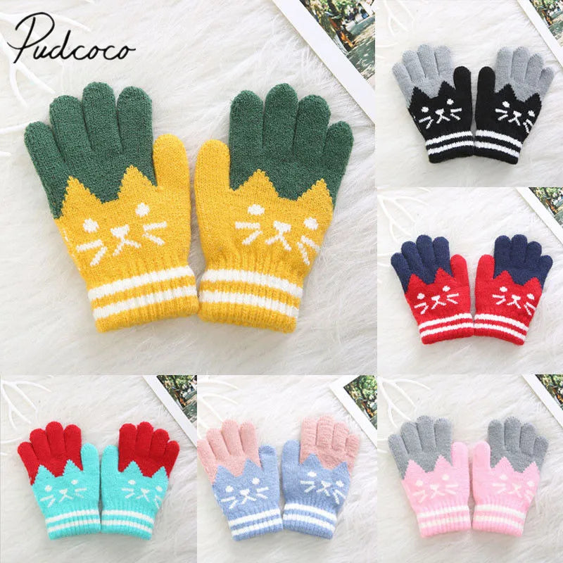 Gants d'hiver tricotés pour enfants, bébés, filles et garçons, mitaines chaudes, motif dessin animé, pour tout-petits, pour l'extérieur, mignons, 2019