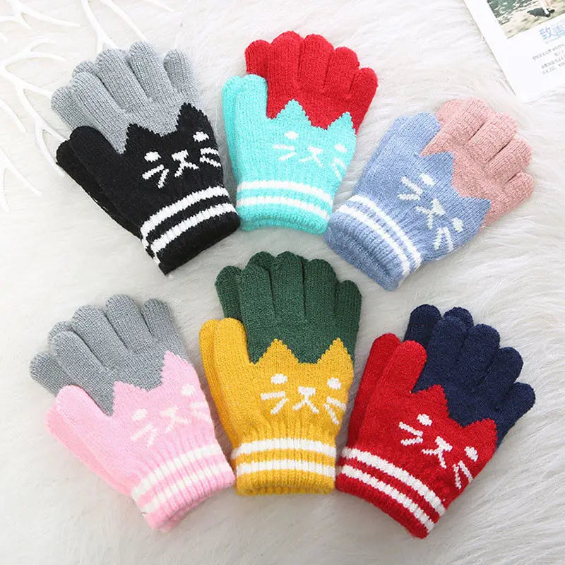 Gants d'hiver tricotés pour enfants, bébés, filles et garçons, mitaines chaudes, motif dessin animé, pour tout-petits, pour l'extérieur, mignons, 2019