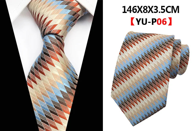 Corbatas de seda tejidas en jacquard con diseño de cachemira a cuadros para hombre, corbatas de 8 cm a rayas para trajes de negocios, bodas y fiestas.