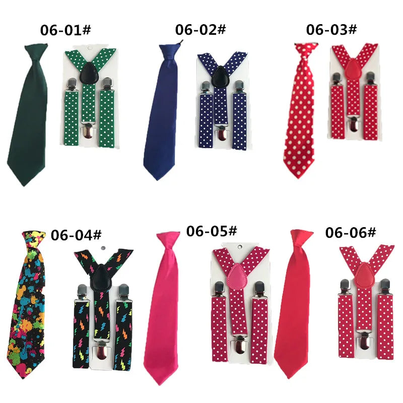 Fashion 3PCS School Boys girls Children Kids brace elastic Suspenders for shirt suspensorio Tie Bowties butterfly Set TR0001