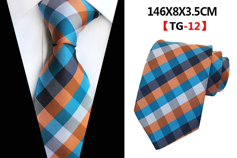 Corbatas de seda tejidas en jacquard con diseño de cachemira a cuadros para hombre, corbatas de 8 cm a rayas para trajes de negocios, bodas y fiestas.