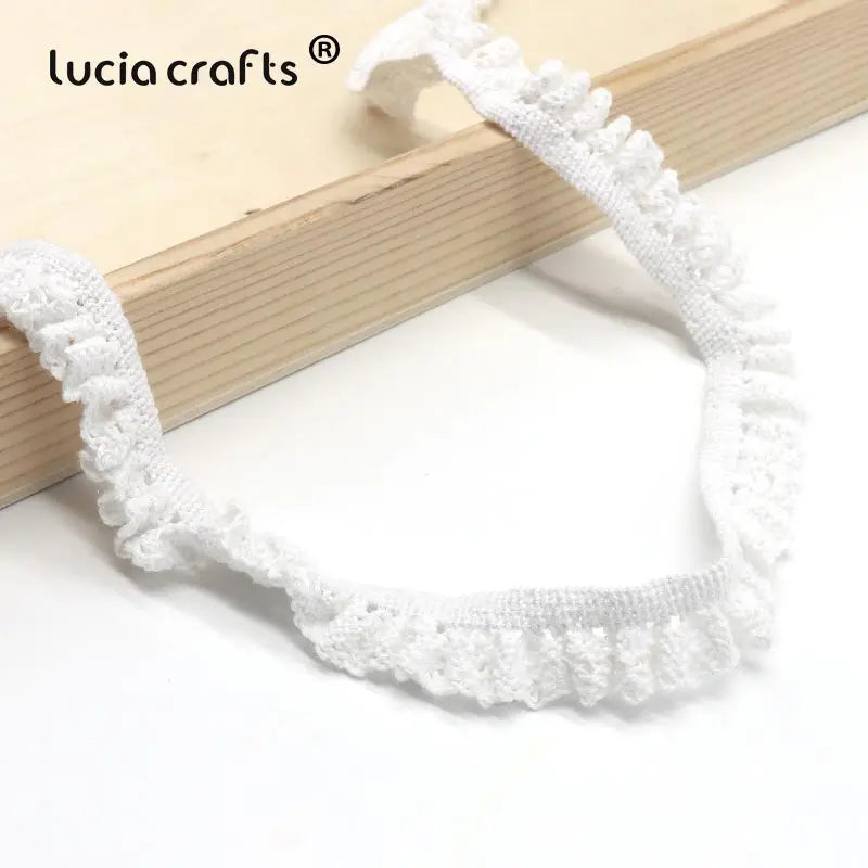 Lucia Craft 5yards 20mm Cotton Elastic Lace Trim Ribbons Bands DIY Girls' Hair Tie Headband Sewing Clothing Accessories N0608