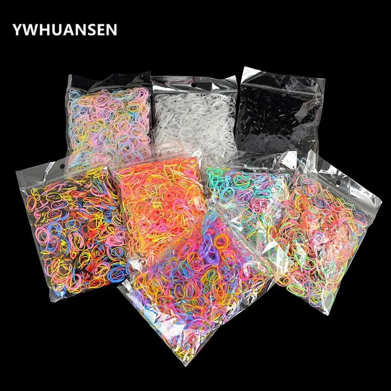 YWHUANSEN Environ 1000 pièces/sac (petit paquet) Nouveaux élastiques à cheveux en TPU pour bébé et enfant Accessoires pour cheveux en caoutchouc pour fille