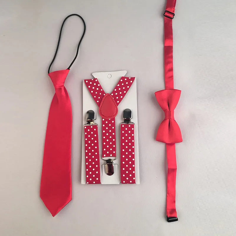 Fashion 3PCS School Boys girls Children Kids brace elastic Suspenders for shirt suspensorio Tie Bowties butterfly Set TR0001